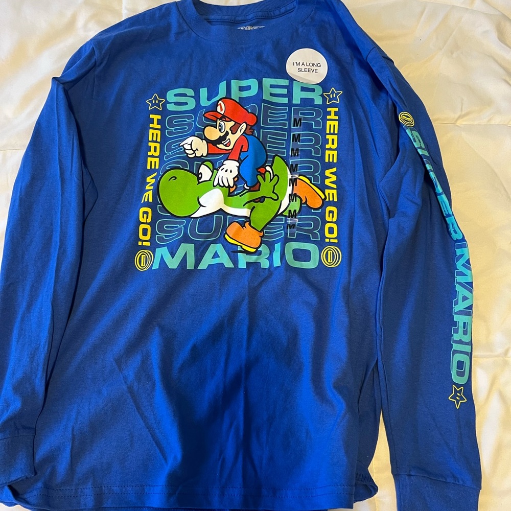 Nintendo Boys Super Mario Long Sleeve Cotton Tee’s 1 NWT NEW & 1 slightly used